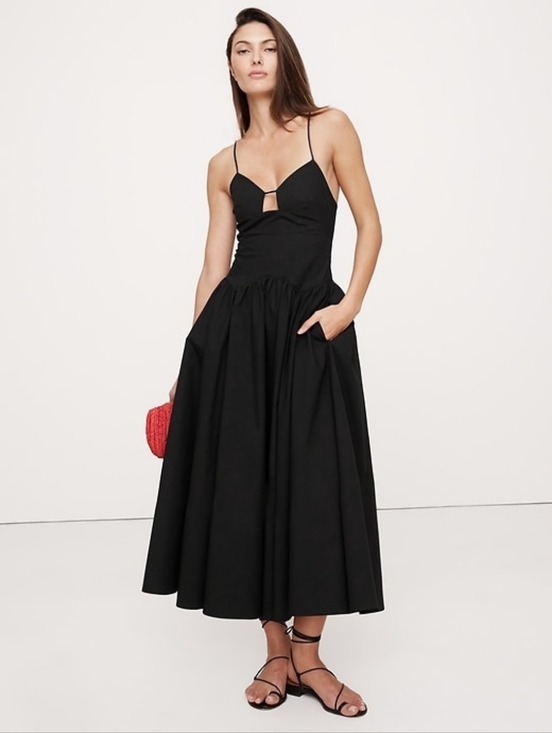 Banana Republic Dresses & Skirts - Banana Republic Stretch-Cotton Poplin Maxi Dress Black NWT